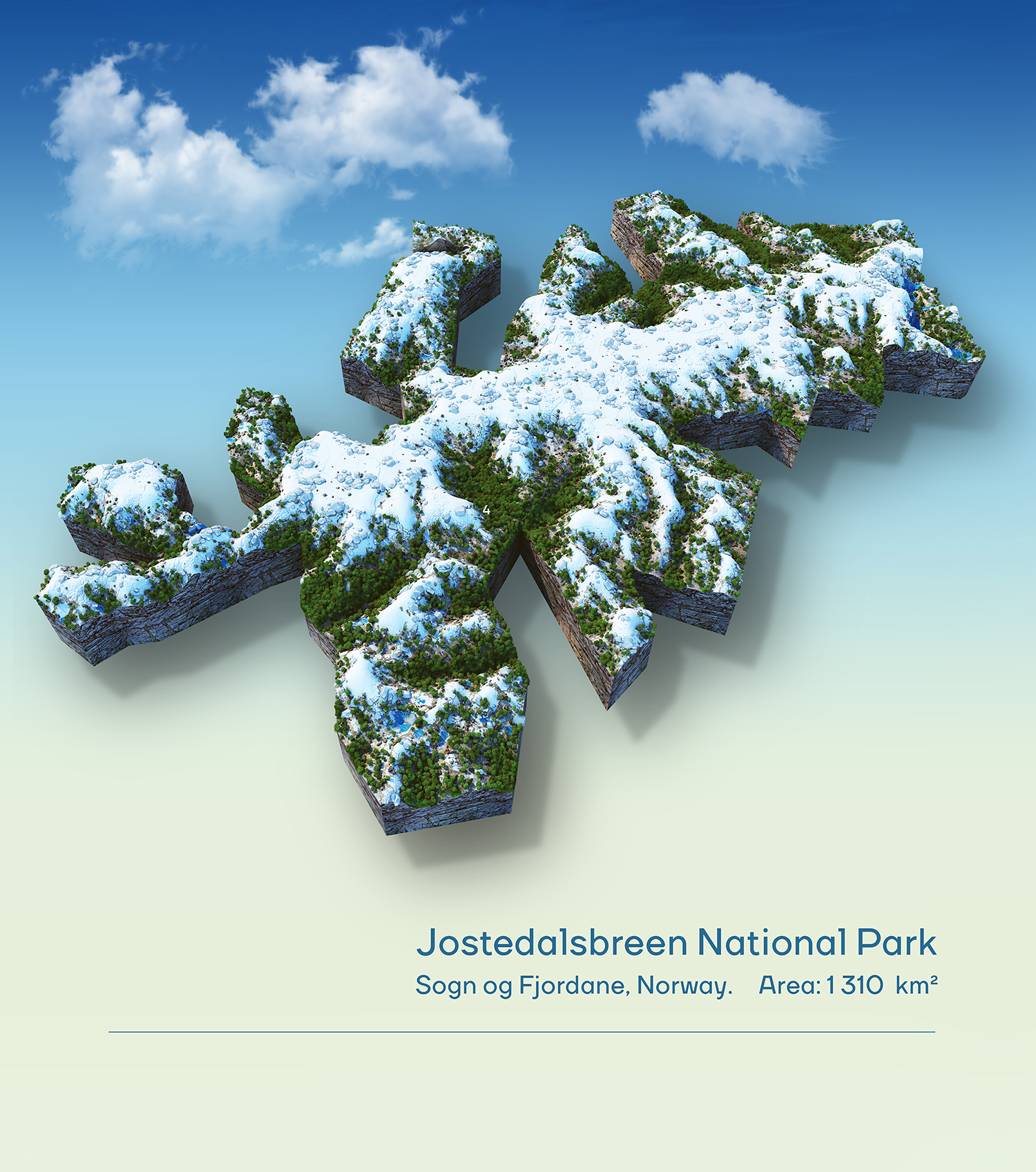 Jostedalsbreen National Park 3D map