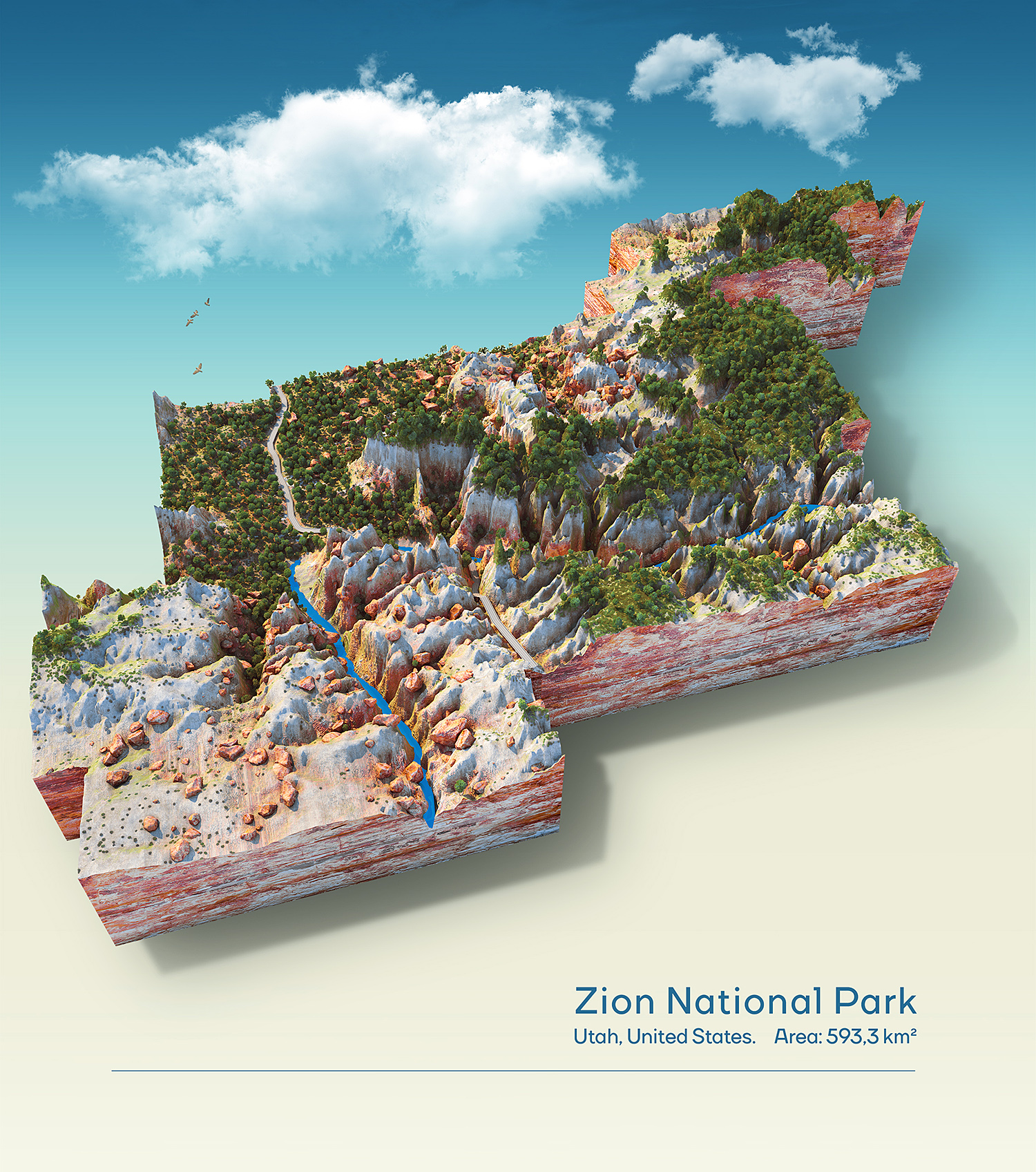 Zion National Park 3D map
