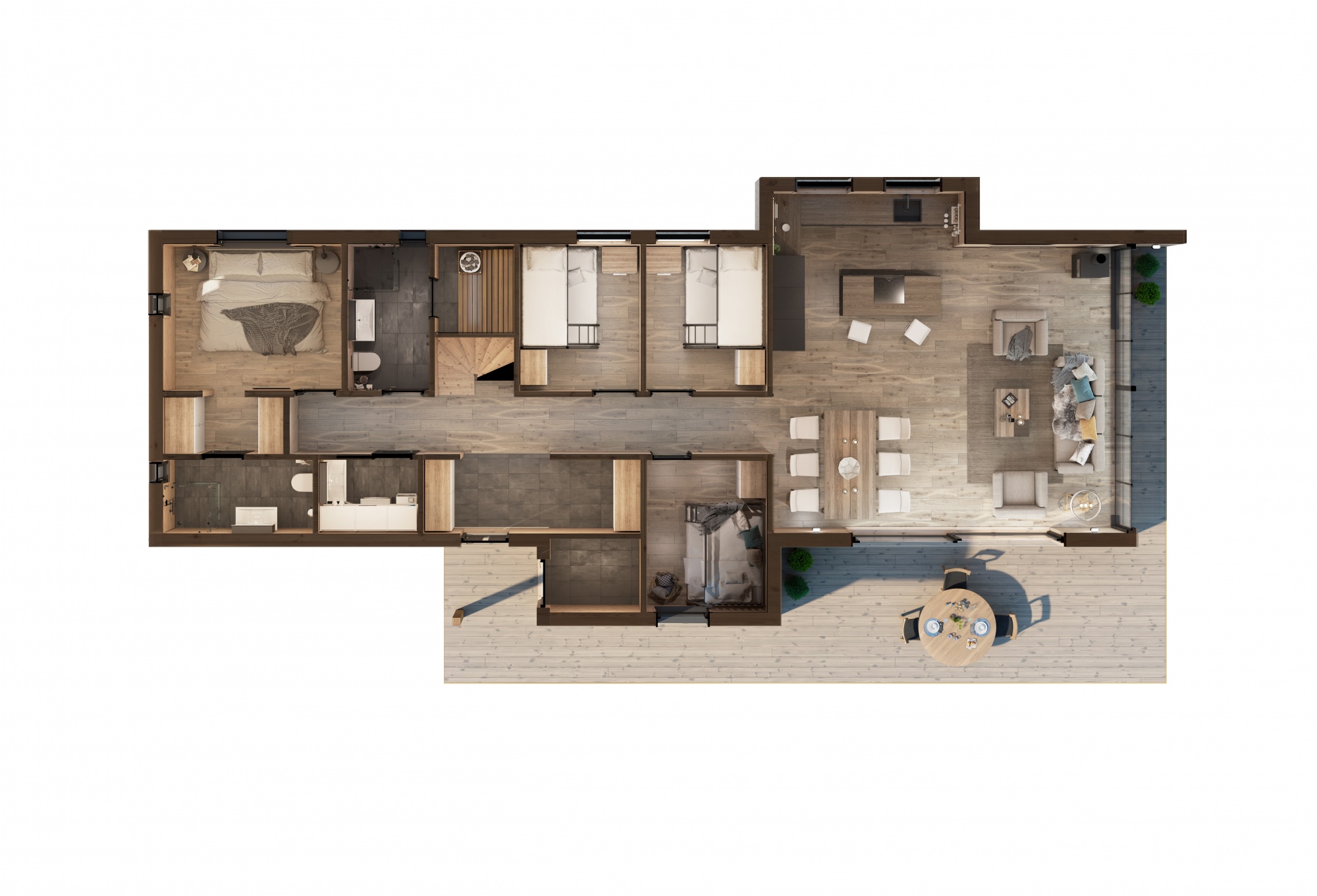 3D план этажа деревянного дома