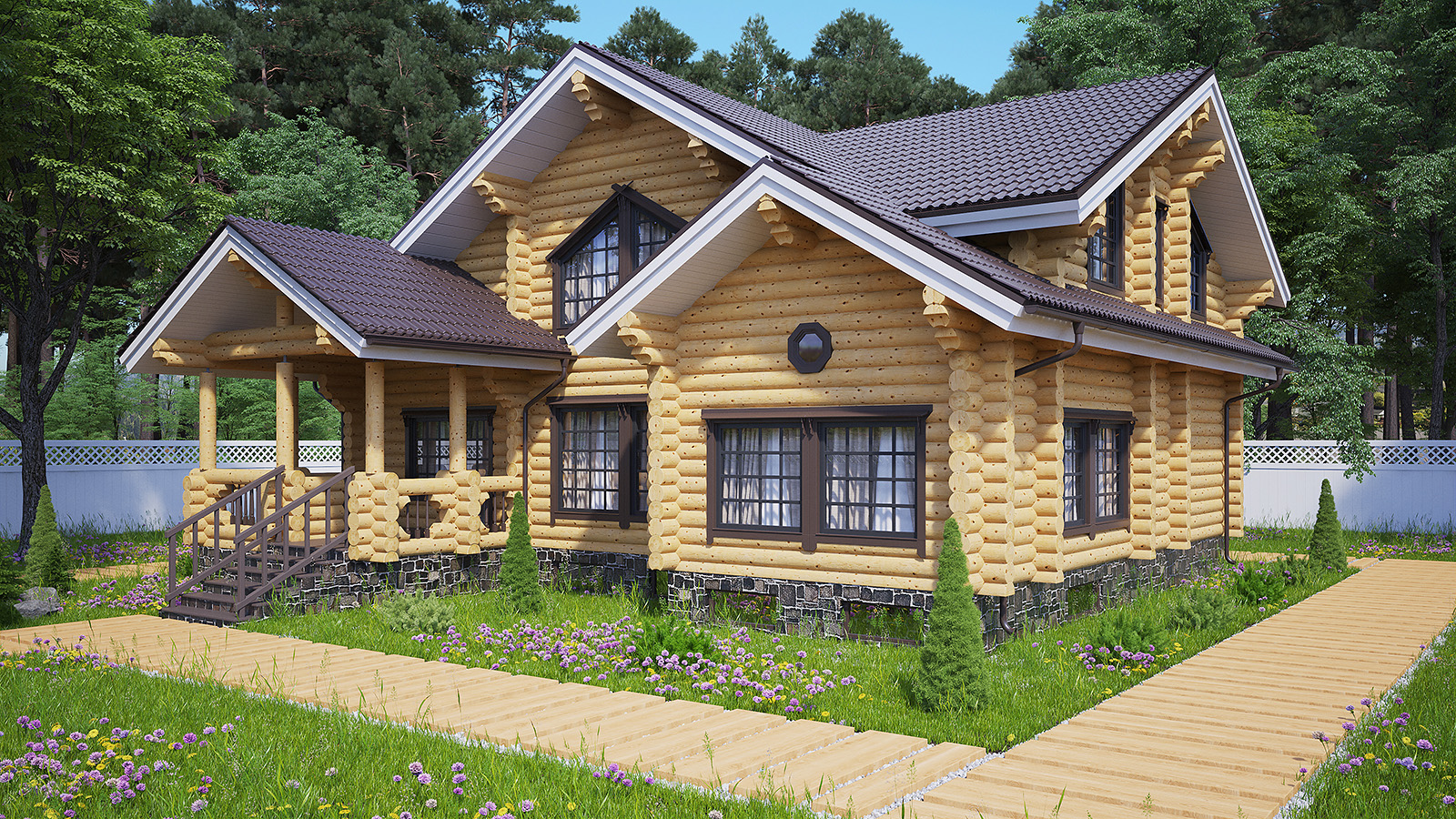 3D проект деревянного дома из бруса