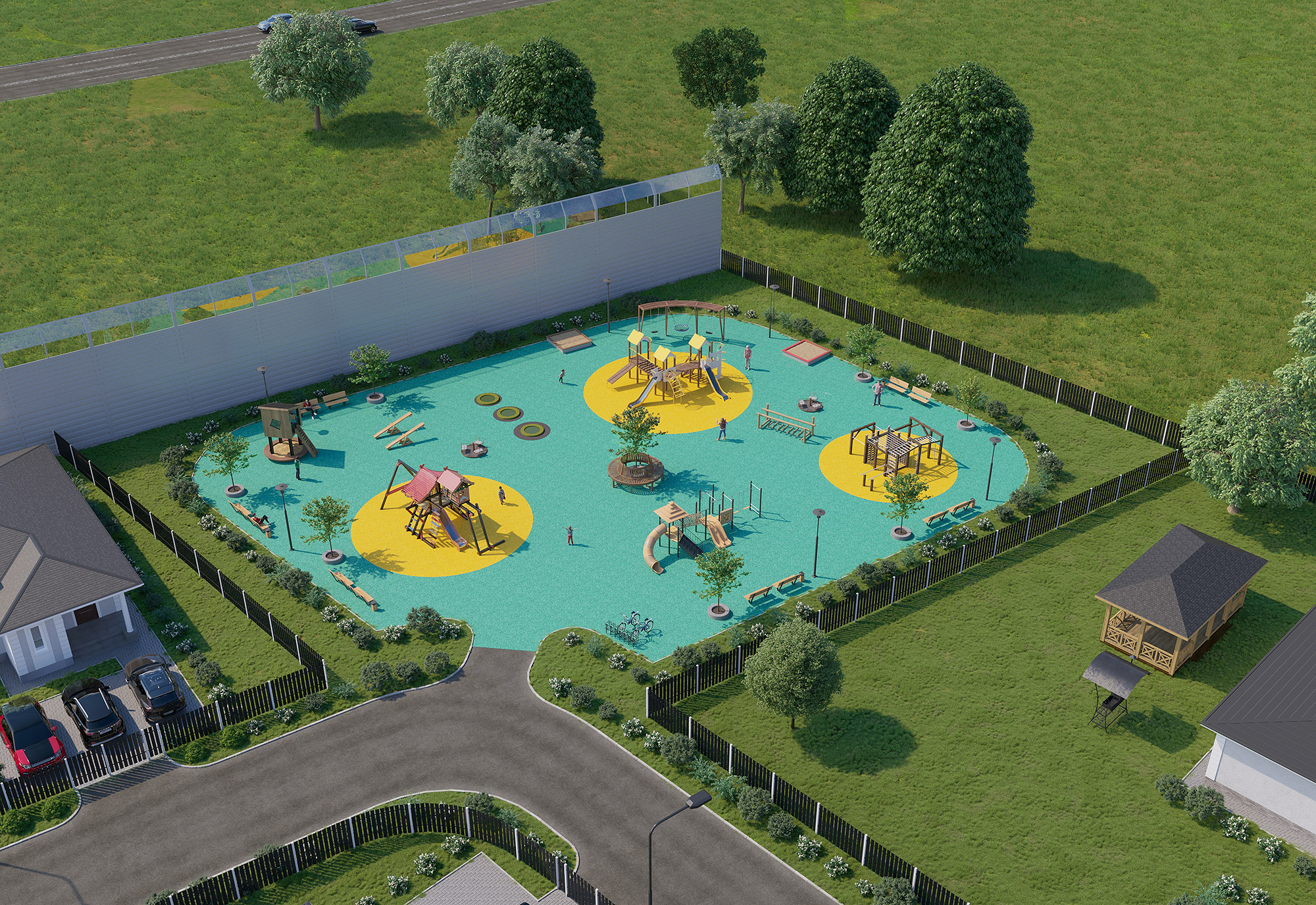 3D визуализация детской площадки в КП