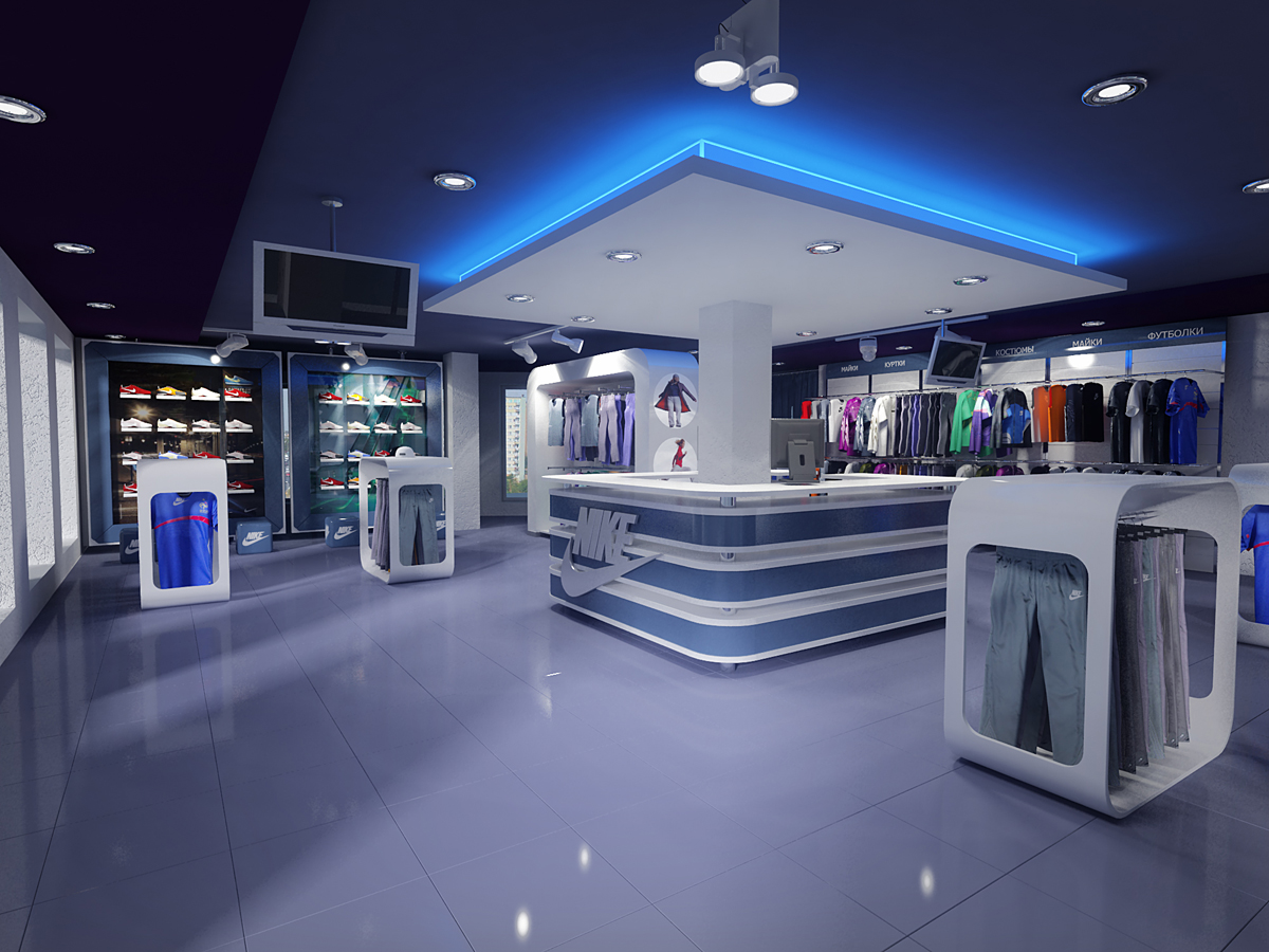 3D визуализация интерьера магазина Nike