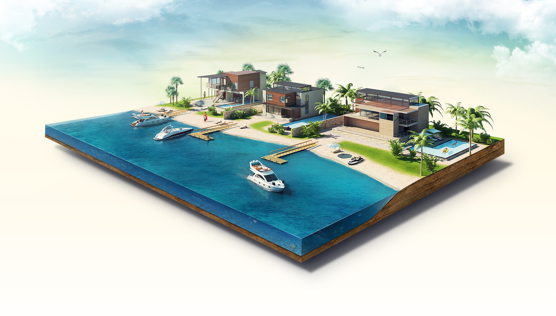 Остров 3D визуализация