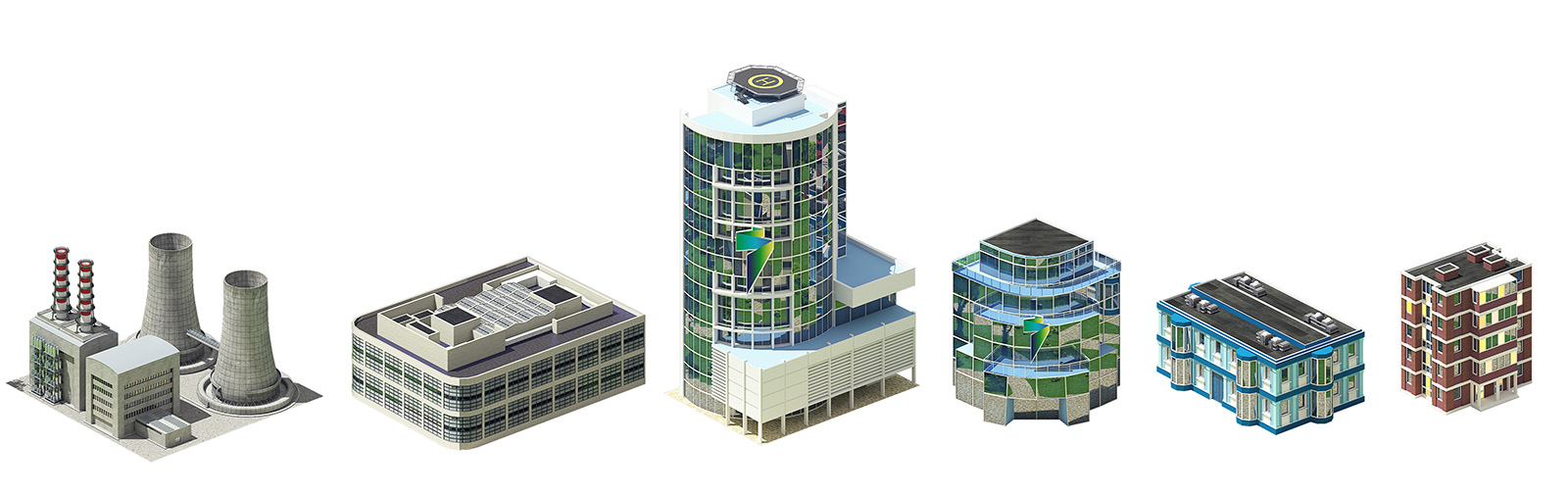 3D здания иконки