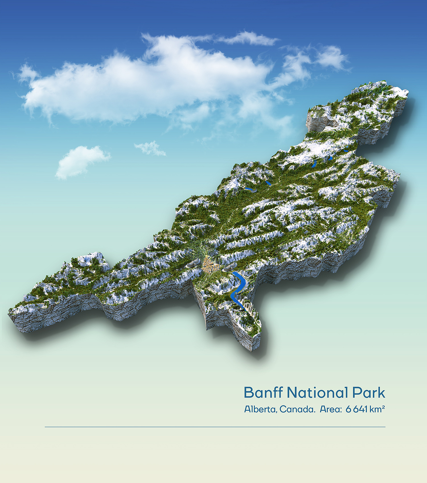 Banff National Park 3d map