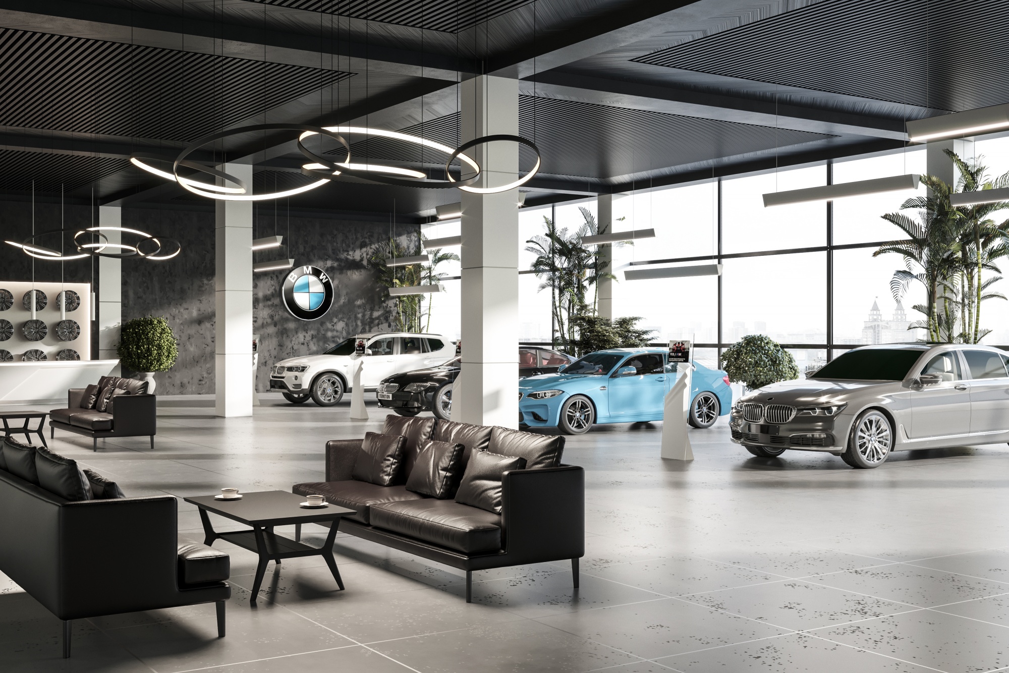 3D Визуализация интерьера автосалона BMW