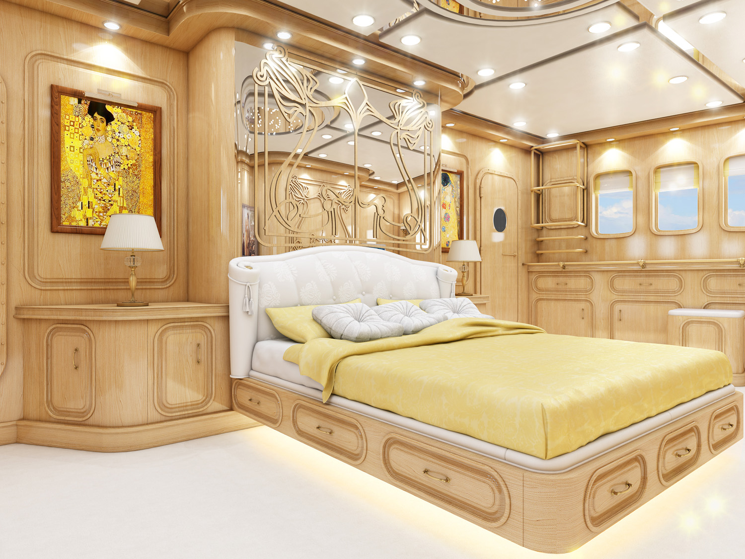 3D визуализации спальни в классическом стиле